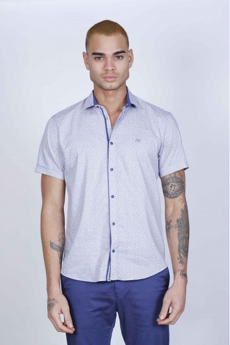 REGULAR-FIT COTTON SHIRT IN ANTHRACİTE, SHORT SLEEVES AND BUTTONS ON THE FRONT.