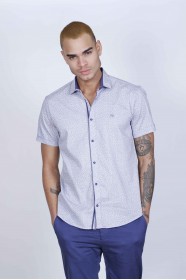 REGULAR-FIT COTTON SHIRT IN ANTHRACİTE, SHORT SLEEVES AND BUTTONS ON THE FRONT.