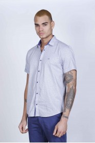 REGULAR-FIT COTTON SHIRT IN ANTHRACİTE, SHORT SLEEVES AND BUTTONS ON THE FRONT.