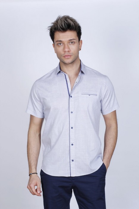REGULAR-FIT COTTON SHIRT IN ANTHRACİTE, SHORT SLEEVES AND BUTTONS ON THE FRONT.