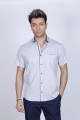 REGULAR-FIT COTTON SHIRT IN LIGHT BLUE, SHORT SLEEVES AND BUTTONS ON THE FRONT.