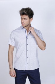 REGULAR-FIT COTTON SHIRT IN ANTHRACİTE, SHORT SLEEVES AND BUTTONS ON THE FRONT.