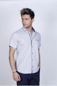 REGULAR-FIT COTTON SHIRT IN ANTHRACİTE, SHORT SLEEVES AND BUTTONS ON THE FRONT.