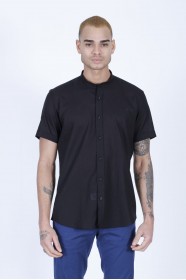 BLACK COLOUR, LONG SLEEVE, REGULAR FIT CUT, LINEN SHIRT