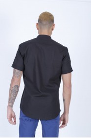BLACK COLOUR, LONG SLEEVE, REGULAR FIT CUT, LINEN SHIRT