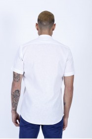 WHITE COLOUR, LONG SLEEVE, REGULAR FIT CUT, LINEN SHIRT