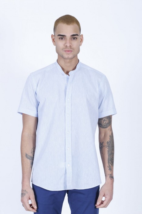 BLUE COLOUR, LONG SLEEVE, REGULAR FIT CUT, LINEN SHIRT