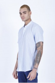 BLUE COLOUR, LONG SLEEVE, REGULAR FIT CUT, LINEN SHIRT