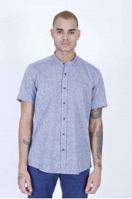 INDIGO COLOUR, LONG SLEEVE, REGULAR FIT CUT, LINEN SHIRT