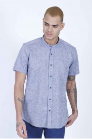 INDIGO COLOUR, LONG SLEEVE, REGULAR FIT CUT, LINEN SHIRT