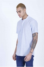 ICE BLUE COLOUR, LONG SLEEVE, REGULAR FIT CUT, LINEN SHIRT