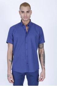 LINEN SHIRT IN PARLIAMENT COLOUR, SHORT SLEEVES, REGULAR FIT MOLD