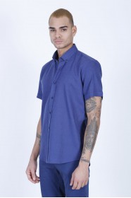LINEN SHIRT IN PARLIAMENT COLOUR, SHORT SLEEVES, REGULAR FIT MOLD