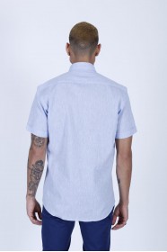 LINEN SHIRT IN ICE BLUE COLOUR, SHORT SLEEVES, REGULAR FIT MOLD