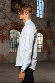 LIGHT BLUE COLOR REGULAR SHIRT WITH STAND-UP COLLAR