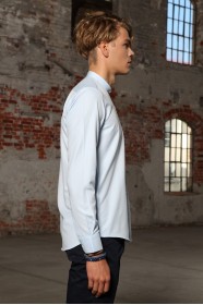 LIGHT BLUE COLOR REGULAR SHIRT WITH STAND-UP COLLAR
