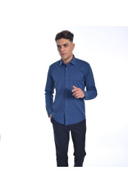 ﻿﻿ Uzun Kol Reg.kort Likrali Gömlek Indigo
