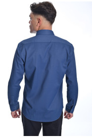 ﻿﻿ Uzun Kol Reg.kort Likrali Gömlek Indigo