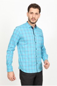 LONG SLEEVE REGULAR SHIRT. TURQUOISE
