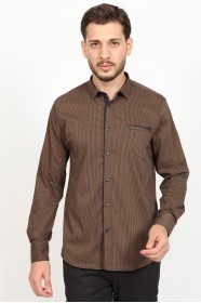 LONG SLEEVE REGULAR SHIRT. BROWN