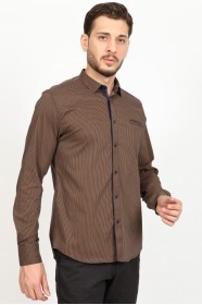 LONG SLEEVE REGULAR SHIRT. BROWN