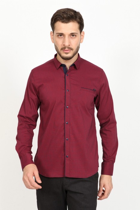 LONG SLEEVE REGULAR SHIRT. BORDEAUX