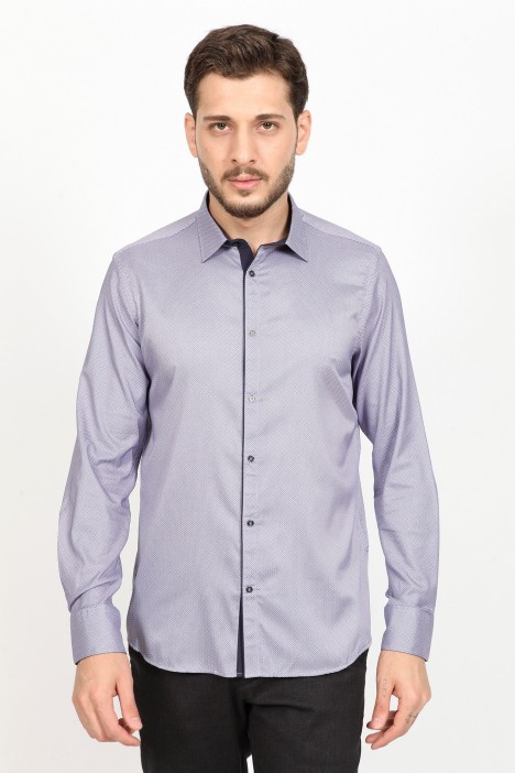 LONG SLEEVE SLIM-FIT SHIRT. FUCHIA