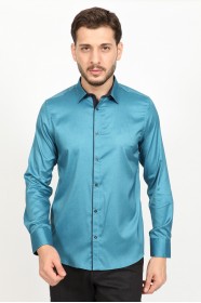 LONG SLEEVE SLIM-FIT SHIRT. BLUE