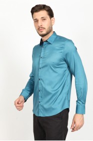 LONG SLEEVE SLIM-FIT SHIRT. BLUE