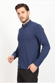 LONG SLEEVE REGULAR SHIRT. NAVY BLUE