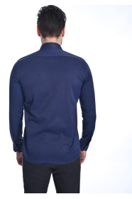 ﻿﻿ Uzun Kol Slim Düz Likrali Lacivert