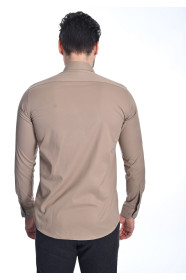 ﻿﻿ Uzun Kol Slim Düz Likrali Kahve