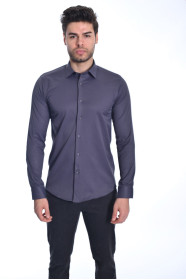 ﻿﻿ Uzun Kol Slim Düz Likrali Antrasit