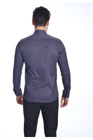 ﻿﻿ Uzun Kol Slim Düz Likrali Antrasit