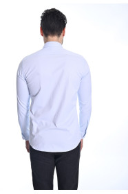 ﻿﻿ Uzun Kol Slim Düz Likrali Açık Mavi