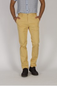 YELLOW COLORED, REGULAR-FIT CHINO TROUSERS.