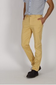 YELLOW COLORED, REGULAR-FIT CHINO TROUSERS.