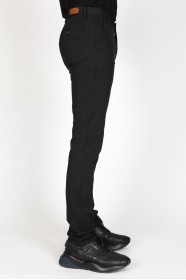 BLACK COLORED, REGULAR-FIT CHINO TROUSERS.