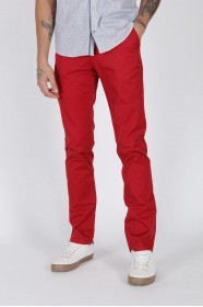 RED COLORED, REGULAR-FIT CHINO TROUSERS.