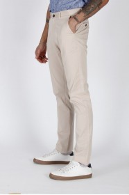 BEIGE COLORED, REGULAR-FIT CHINO TROUSERS.