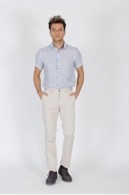 STONE COLORED, REGULAR-FIT CHINO TROUSERS.