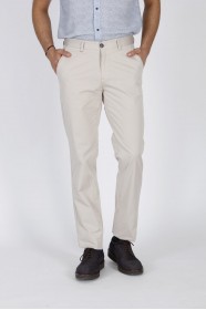 STONE COLORED, REGULAR-FIT CHINO TROUSERS.