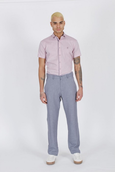 SKY BLUE COLORED, RELAXED-FIT CHINO TROUSERS.