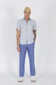 BLUE COLOR COMFORT FİT LINEN TROUSERS