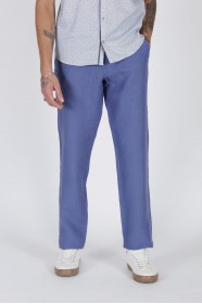 BLUE COLOR COMFORT FİT LINEN TROUSERS