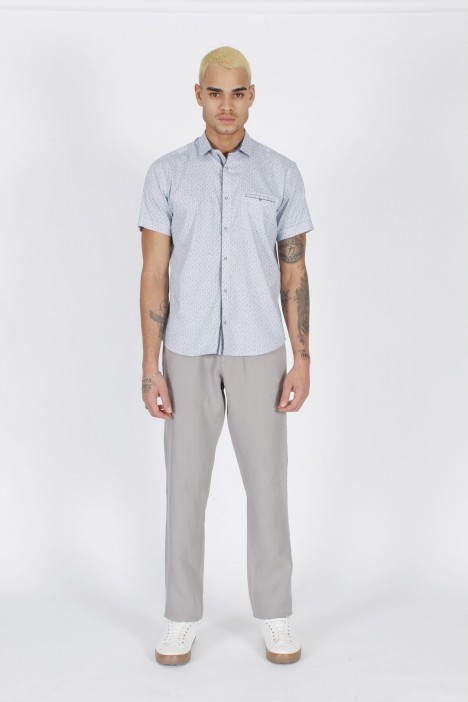 GRAY COLOR COMFORT FİT LINEN TROUSERS