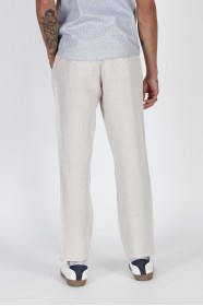 BEIGE COLOR COMFORT FİT LINEN TROUSERS