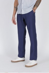 NAVY COLOR COMFORT FİT LINEN TROUSERS