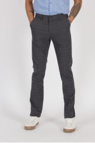 BLACK REGULAR-FİT TROUSERS İN CHECKED FABRIC.