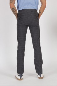 BLACK REGULAR-FİT TROUSERS İN CHECKED FABRIC.